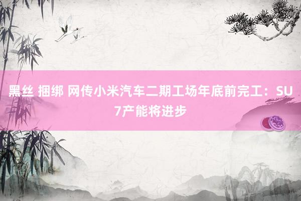 黑丝 捆绑 网传小米汽车二期工场年底前完工:SU7产能将进步
