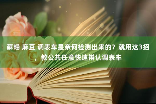 蘇暢 麻豆 调表车是奈何检测出来的?就用这3招,教公共任意快速辩认调表车