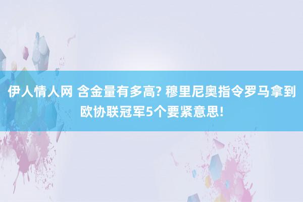 伊人情人网 含金量有多高? 穆里尼奥指令罗马拿到欧协联冠军5个要紧意思!