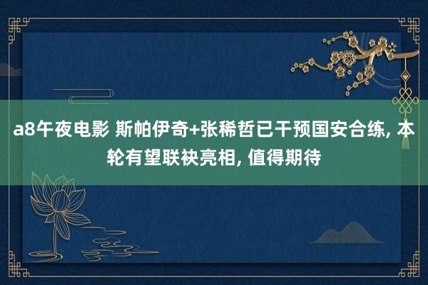 a8午夜电影 斯帕伊奇+张稀哲已干预国安合练, 本轮有望联袂亮相, 值得期待