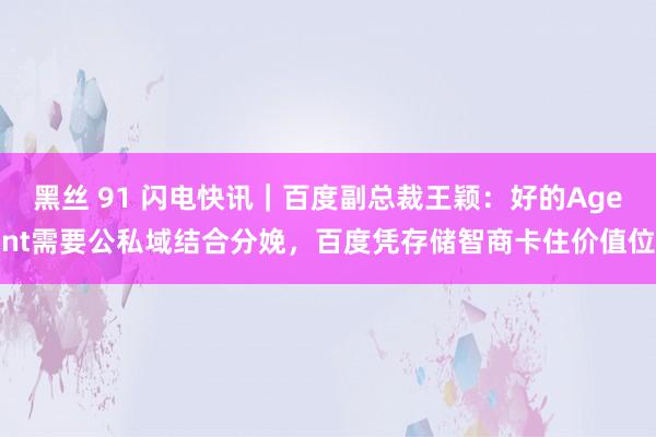 黑丝 91 闪电快讯|百度副总裁王颖:好的Agent需要公私域结合分娩,百度凭存储智商卡住价值位