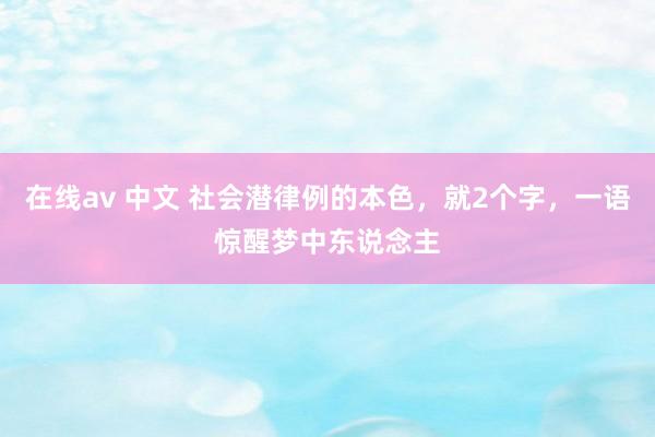 在线av 中文 社会潜律例的本色,就2个字,一语惊醒梦中东说念主