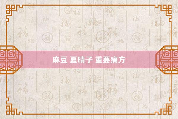 麻豆 夏晴子 重要痛方