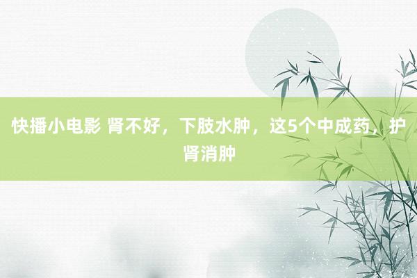 快播小电影 肾不好,下肢水肿,这5个中成药,护肾消肿