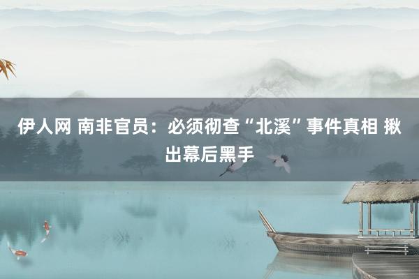 伊人网 南非官员:必须彻查“北溪”事件真相 揪出幕后黑手